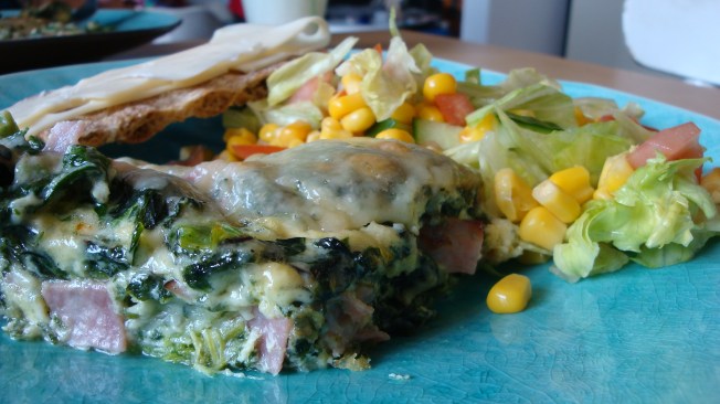 omelett med spenat och skinka