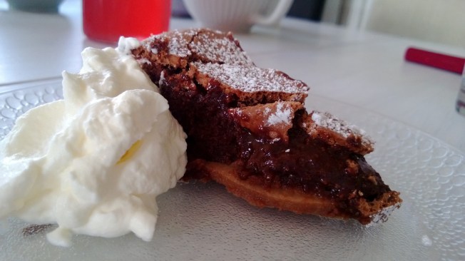 kladdkaka med mint och päron